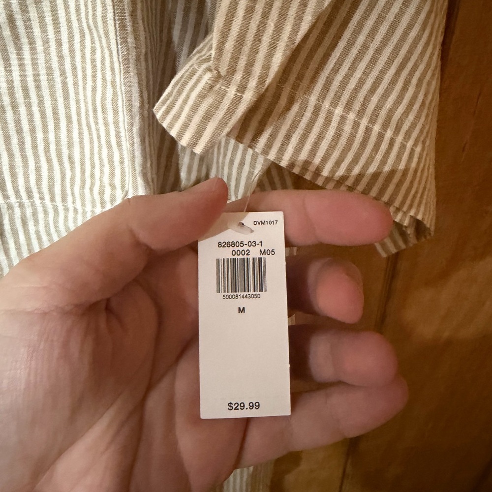 Old Navy Men's Tan Striped Casual Shirt - Picture 3 of 5